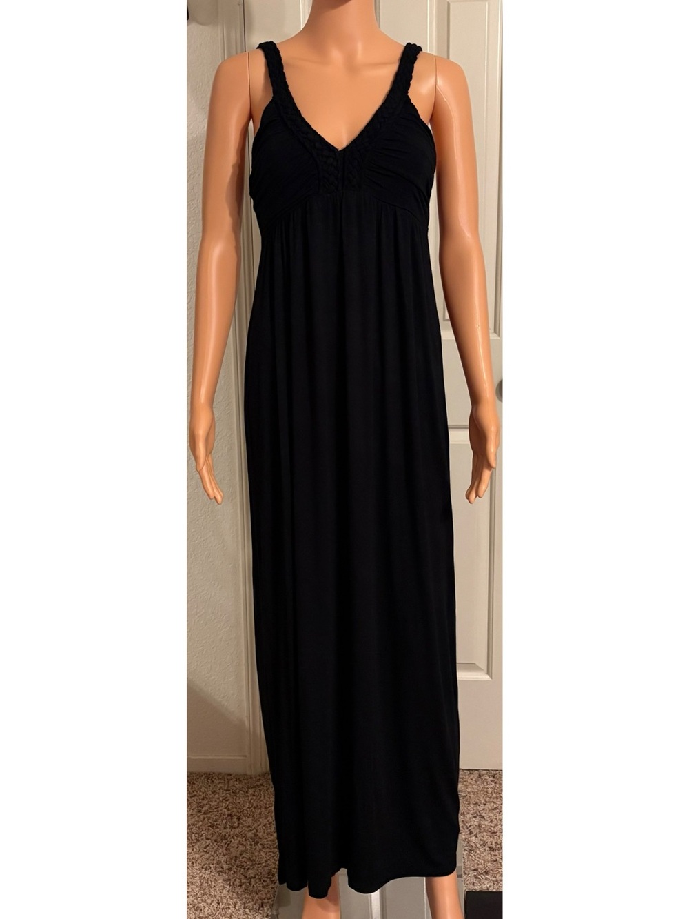 Design History Black Braided-Strap Maxi Dress